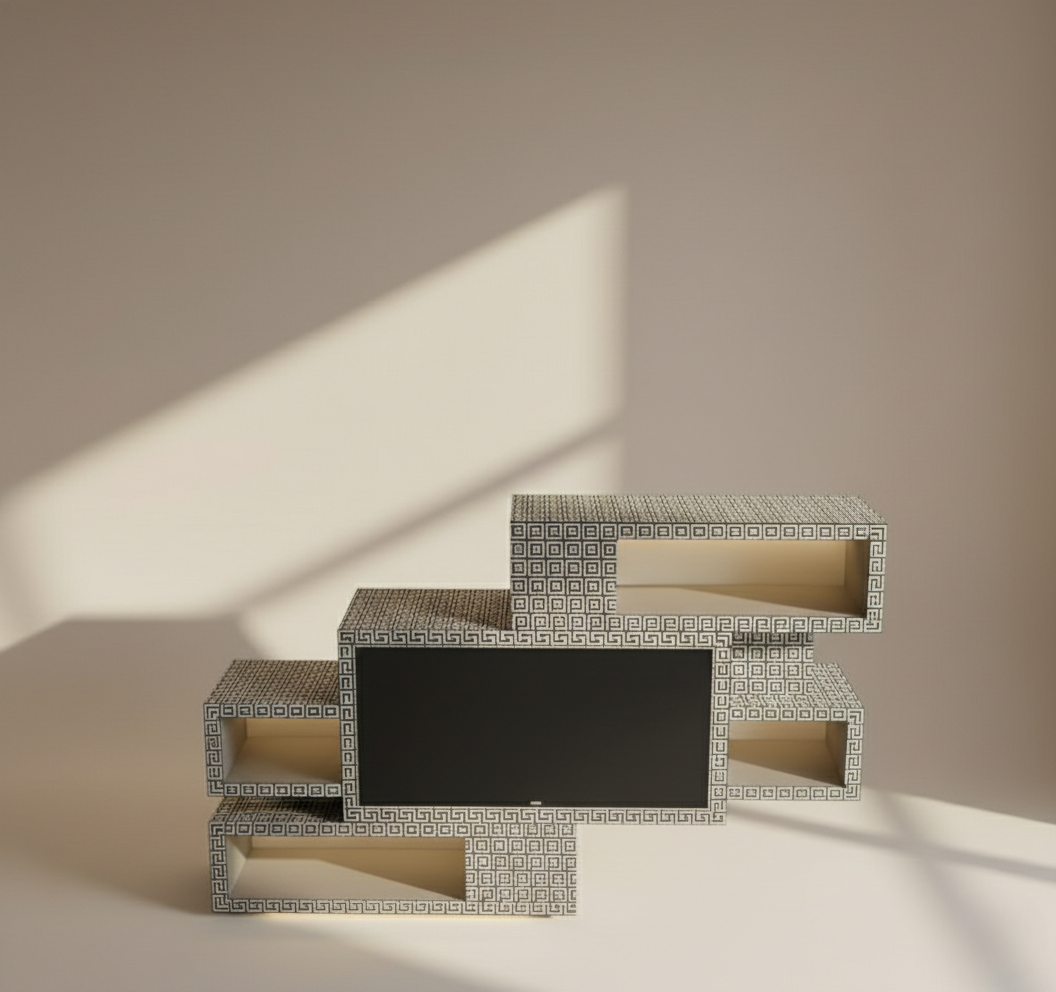 Grand Mosaic Infinity Bone Inlay TV Stand