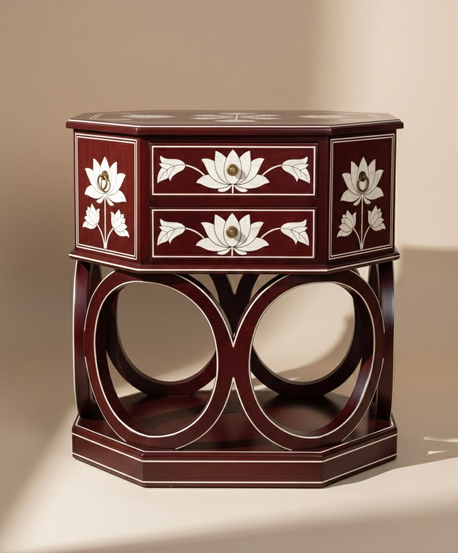 The Lotus Arch Bone Inlay Bedside