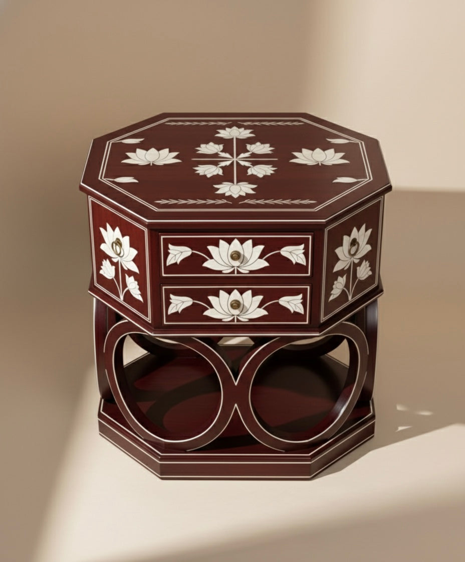 The Lotus Arch Bone Inlay Bedside
