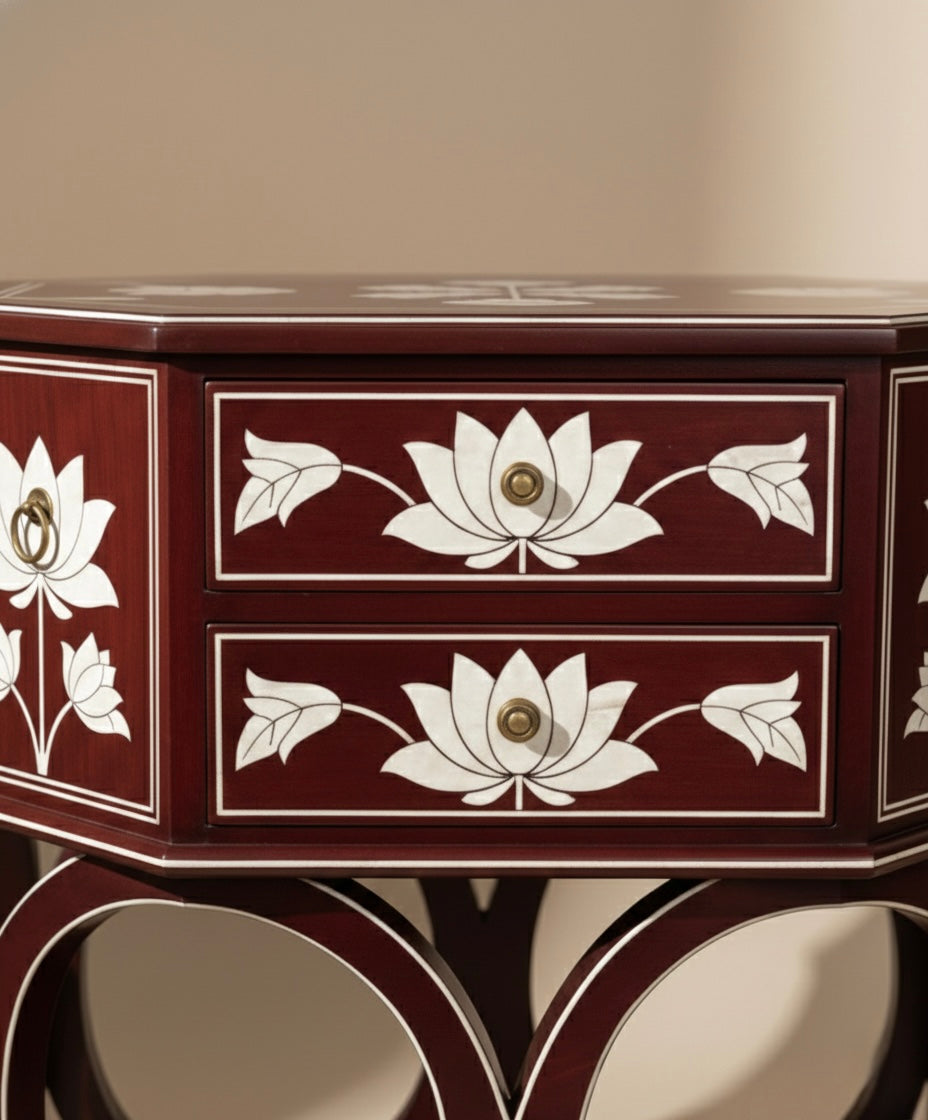The Lotus Arch Bone Inlay Bedside