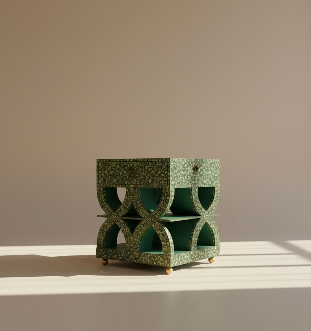 The Meadow Lattice Bone Inlay Bedside
