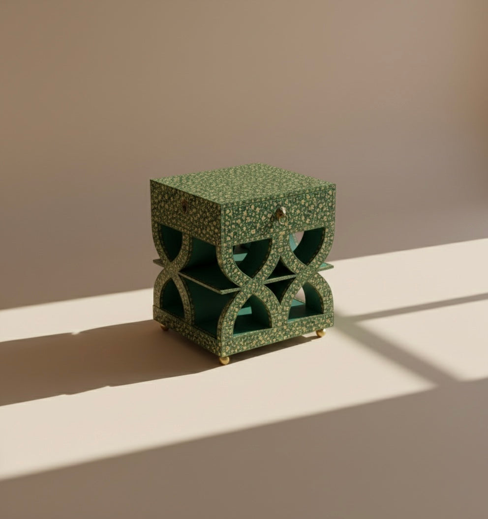 The Meadow Lattice Bone Inlay Bedside