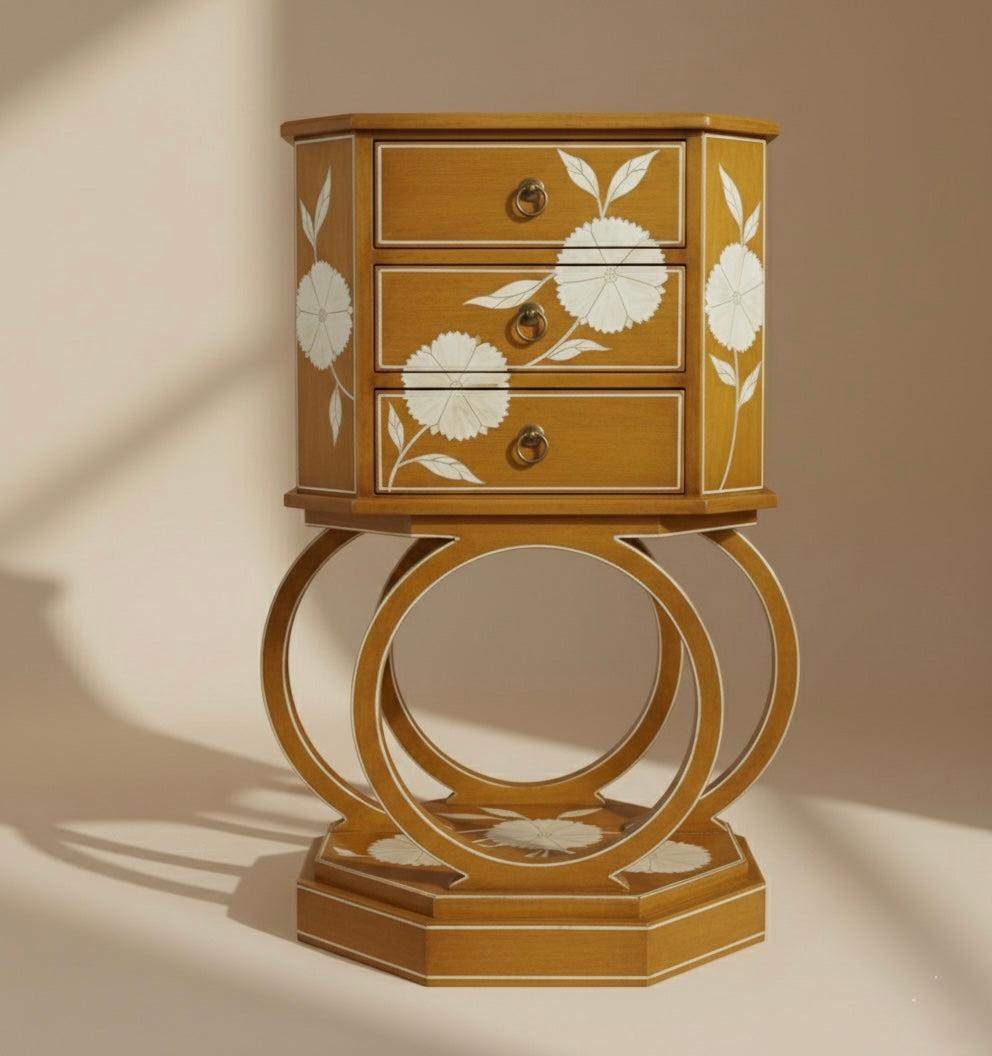 The Ethereal Petal Bone Inlay Bedside