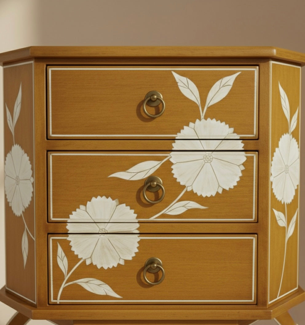 The Ethereal Petal Bone Inlay Bedside