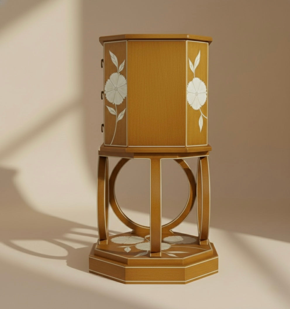 The Ethereal Petal Bone Inlay Bedside