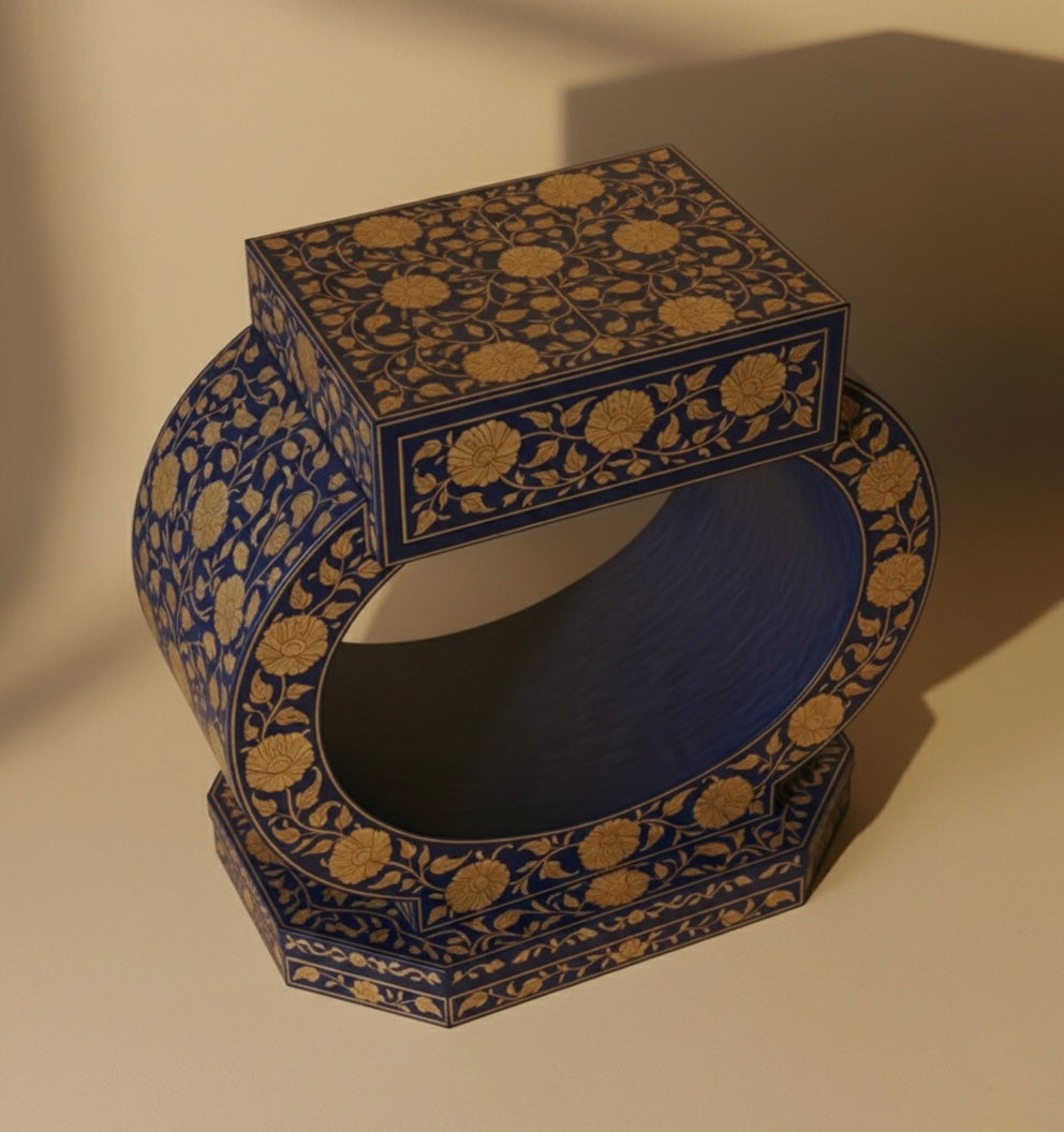 The Gilded Solstice Bone Inlay Bedside
