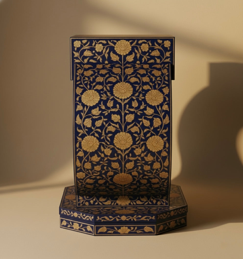 The Gilded Solstice Bone Inlay Bedside