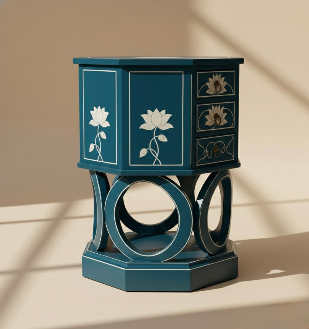 The Ethereal Loop Bone Inlay Bedside