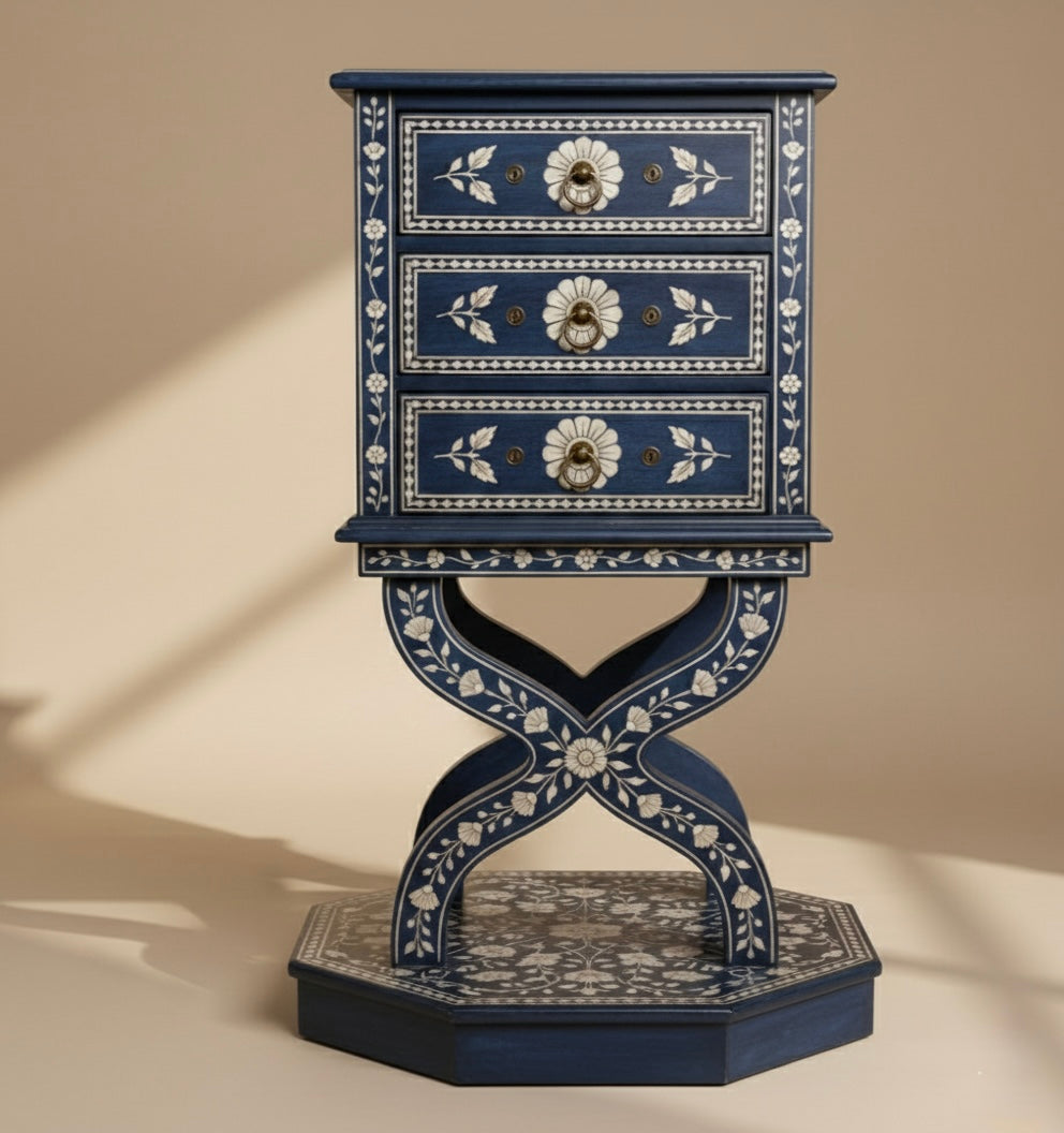 The Azure Zenith Bone Inlay Bedside