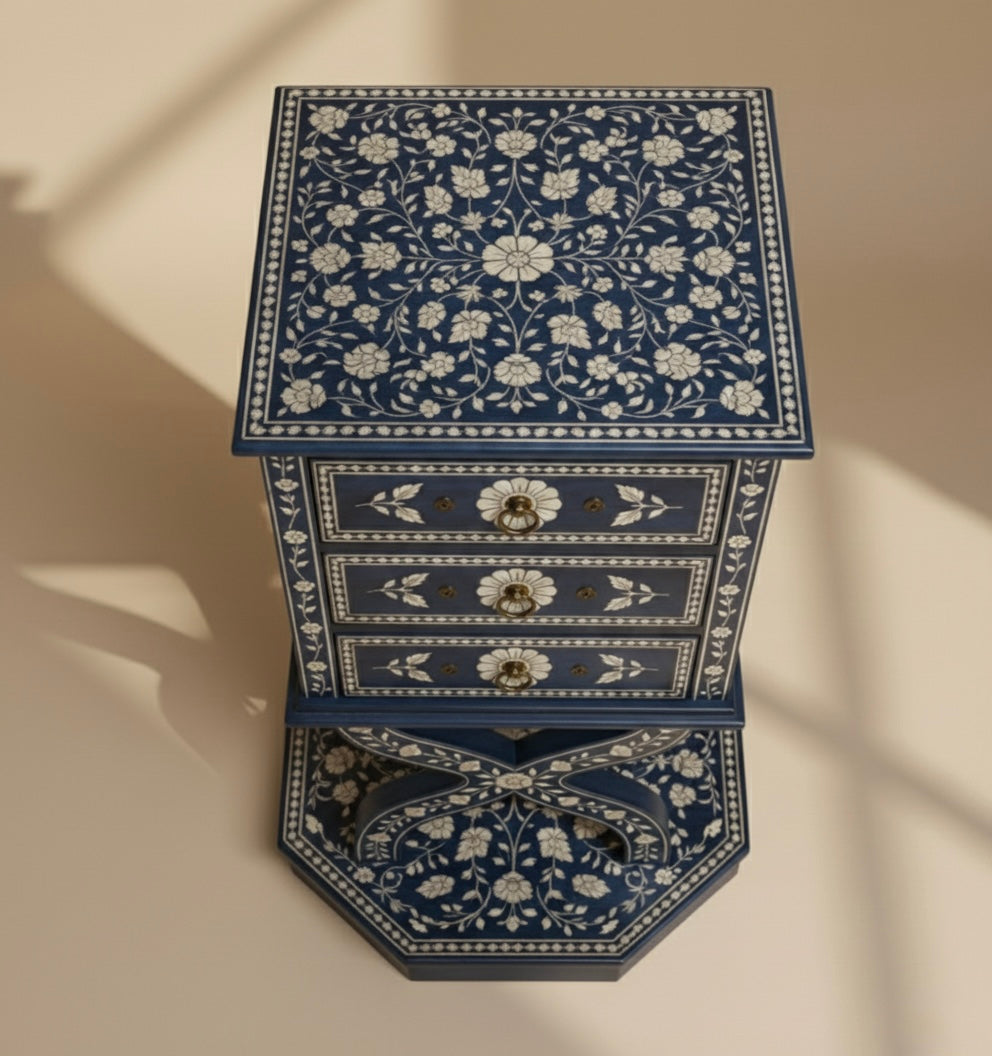 The Azure Zenith Bone Inlay Bedside