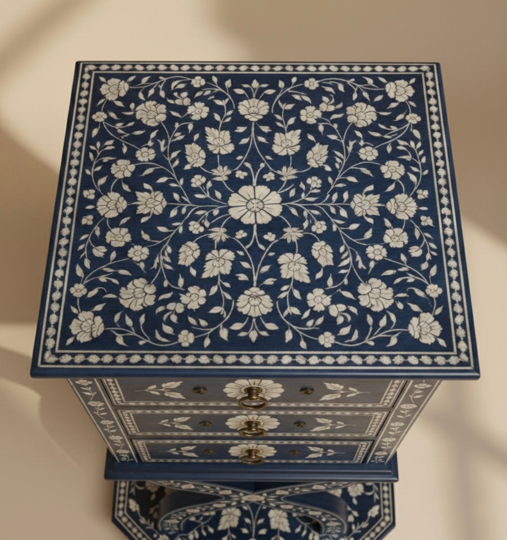 The Azure Zenith Bone Inlay Bedside
