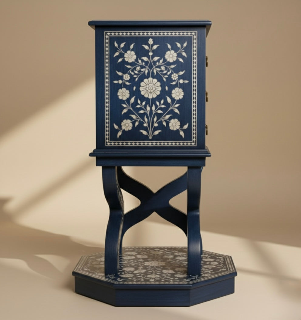 The Azure Zenith Bone Inlay Bedside