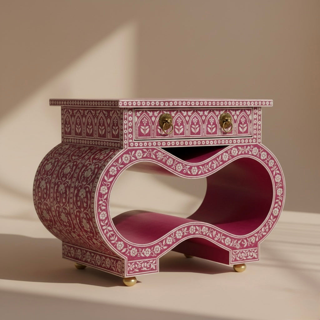 The Magenta Wave Bone Inlay Bedside