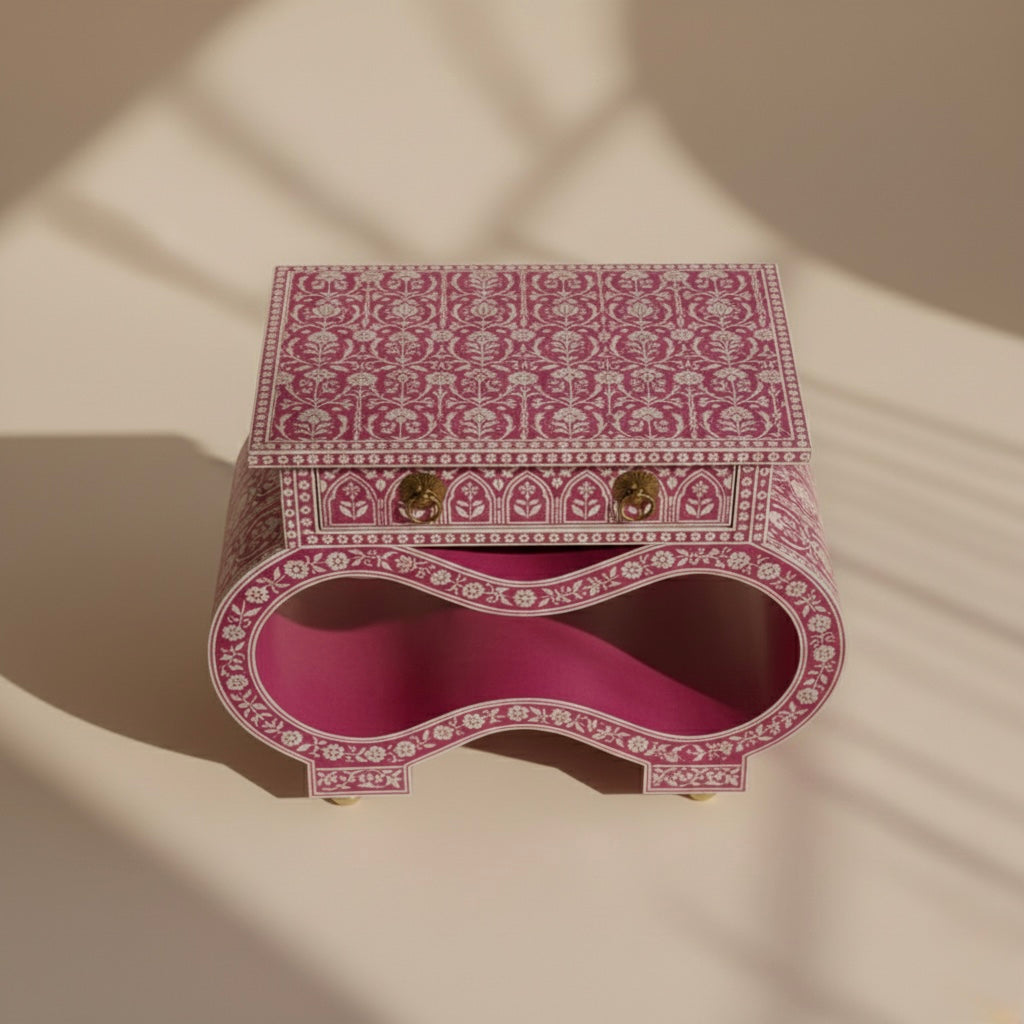 The Magenta Wave Bone Inlay Bedside