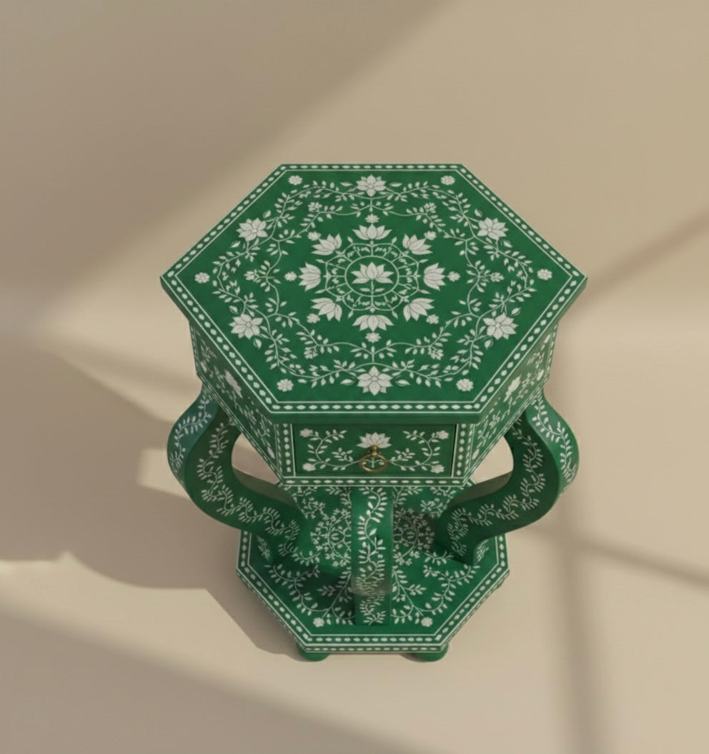 The Jade Lotus Bone Inlay Bedside