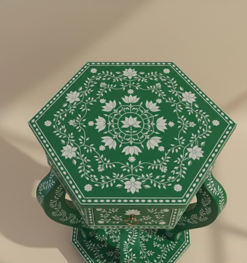 The Jade Lotus Bone Inlay Bedside