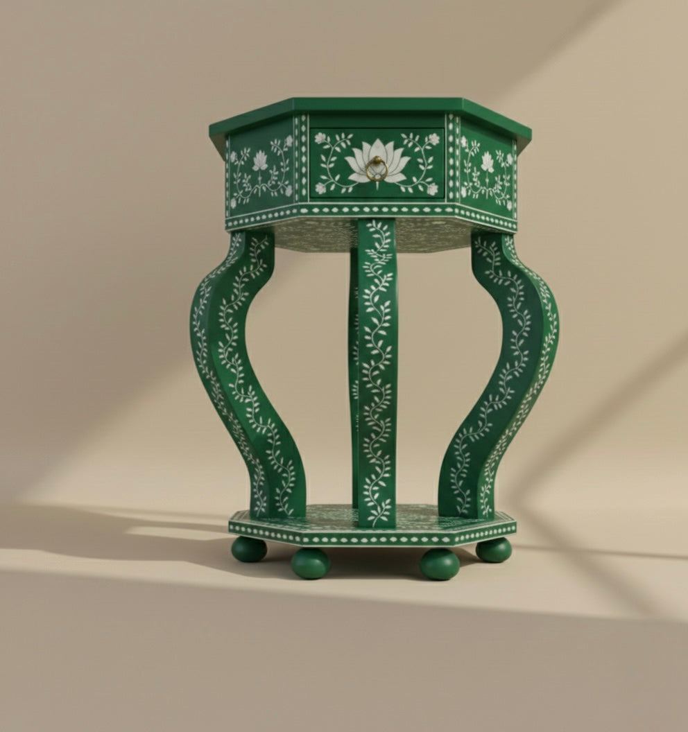 The Jade Lotus Bone Inlay Bedside
