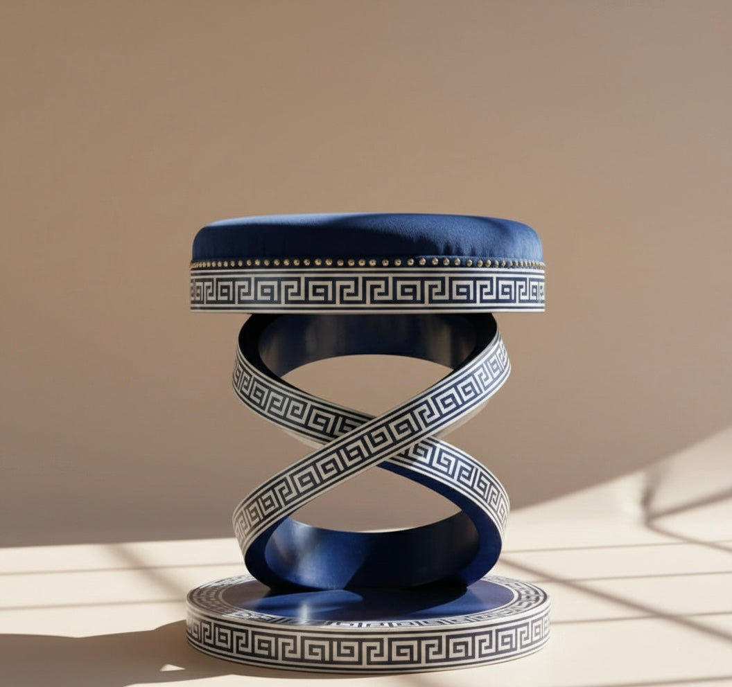 Greek Helix Bone Inlay Stool