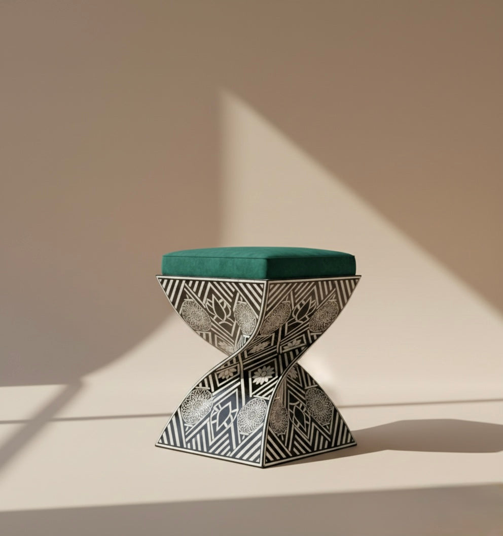 Emerald Prism Bone Inlay Stool