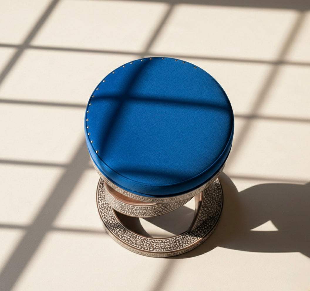 Sapphire Swirl Bone Inlay Stool