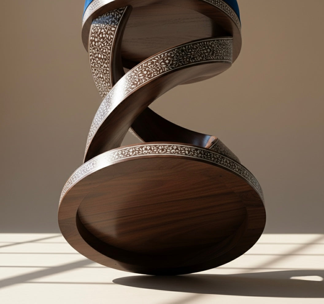 Sapphire Swirl Bone Inlay Stool