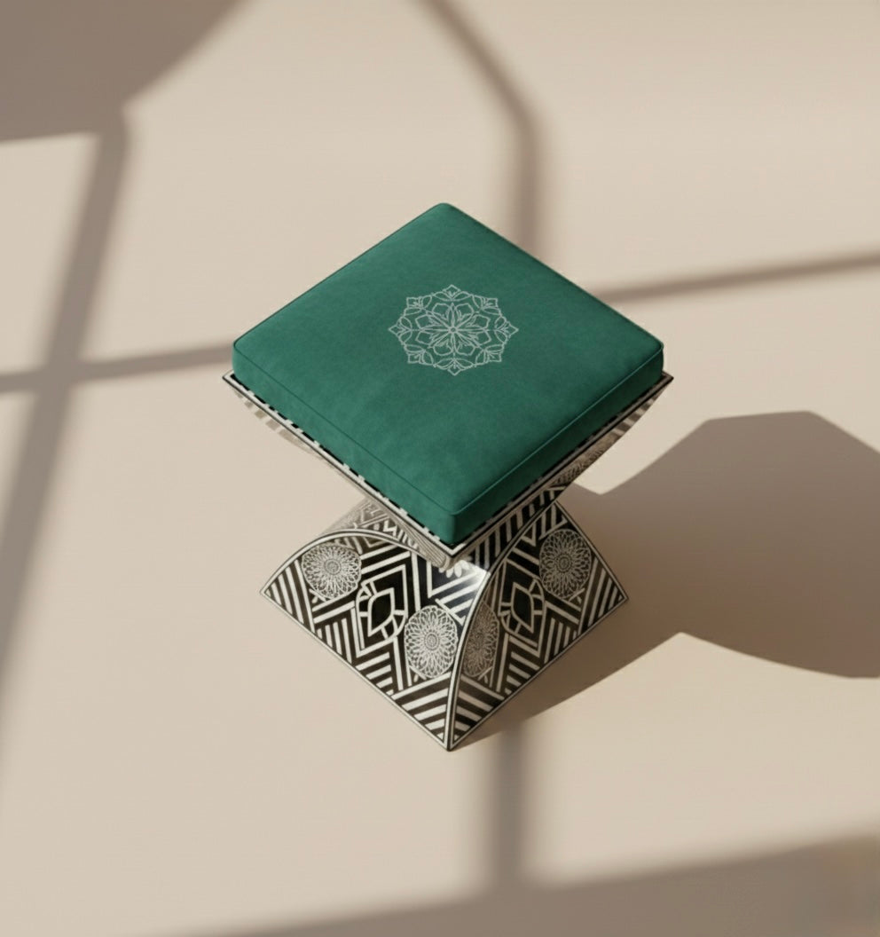 Emerald Prism Bone Inlay Stool