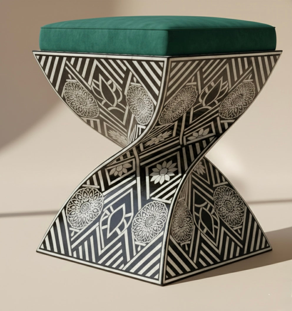 Emerald Prism Bone Inlay Stool