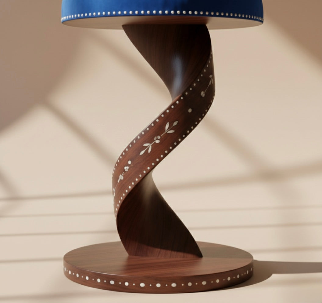 Ebony Rhombus Bone Inlay Stool