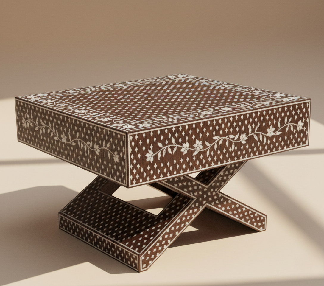 The Diamond Trellis Bone Inlay Coffee Table