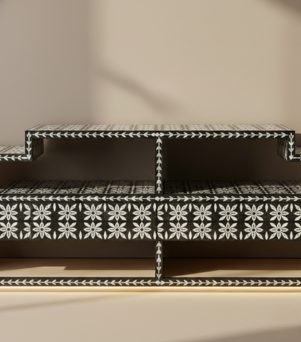 Imperial Horizon Floral Symphony Bone Inlay TV Stand