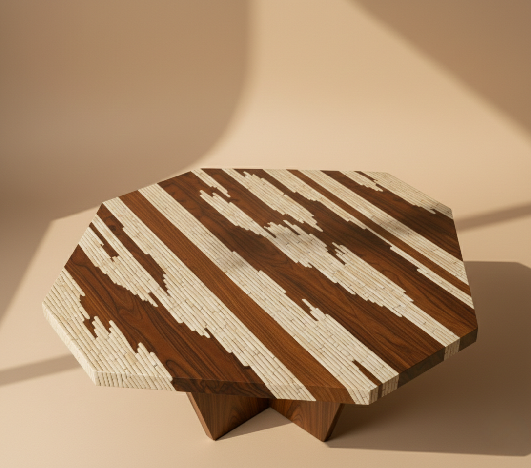 The Driftwood Shard Bone Inlay Coffee Table