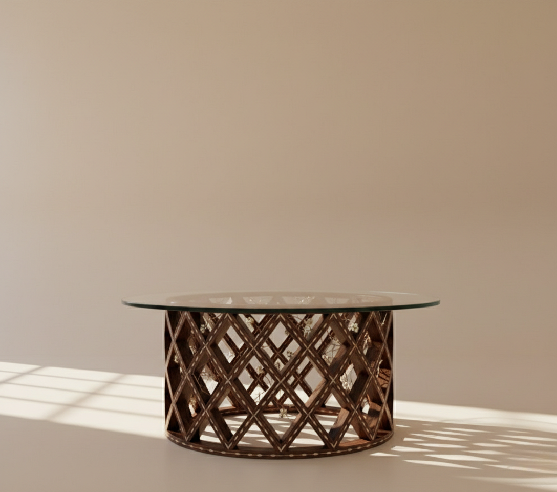 The Diamond Lattice Bone Inlay Coffee Table