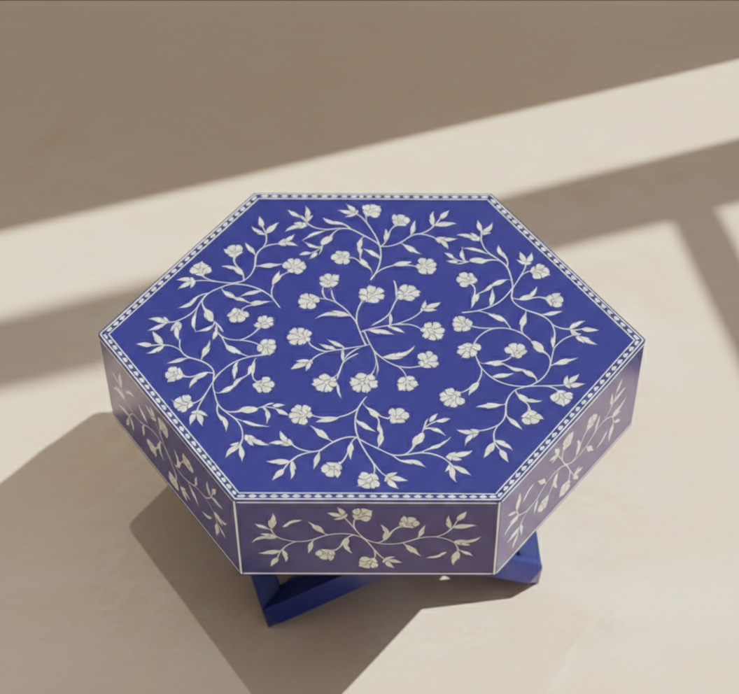 The Azure Petal Bone Inlay Coffee Table