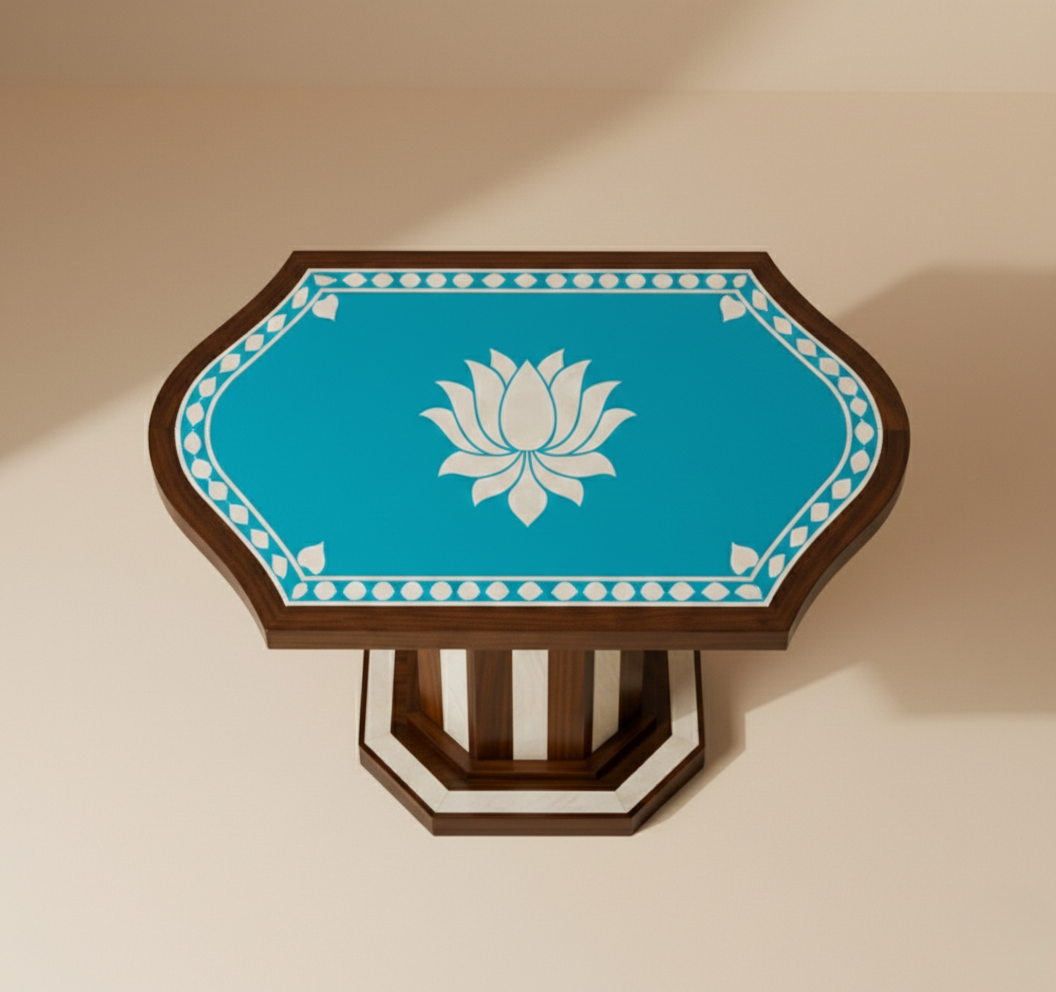 The Azure Lotus Bone Inlay Coffee Table