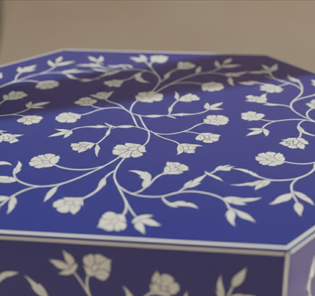 The Azure Petal Bone Inlay Coffee Table