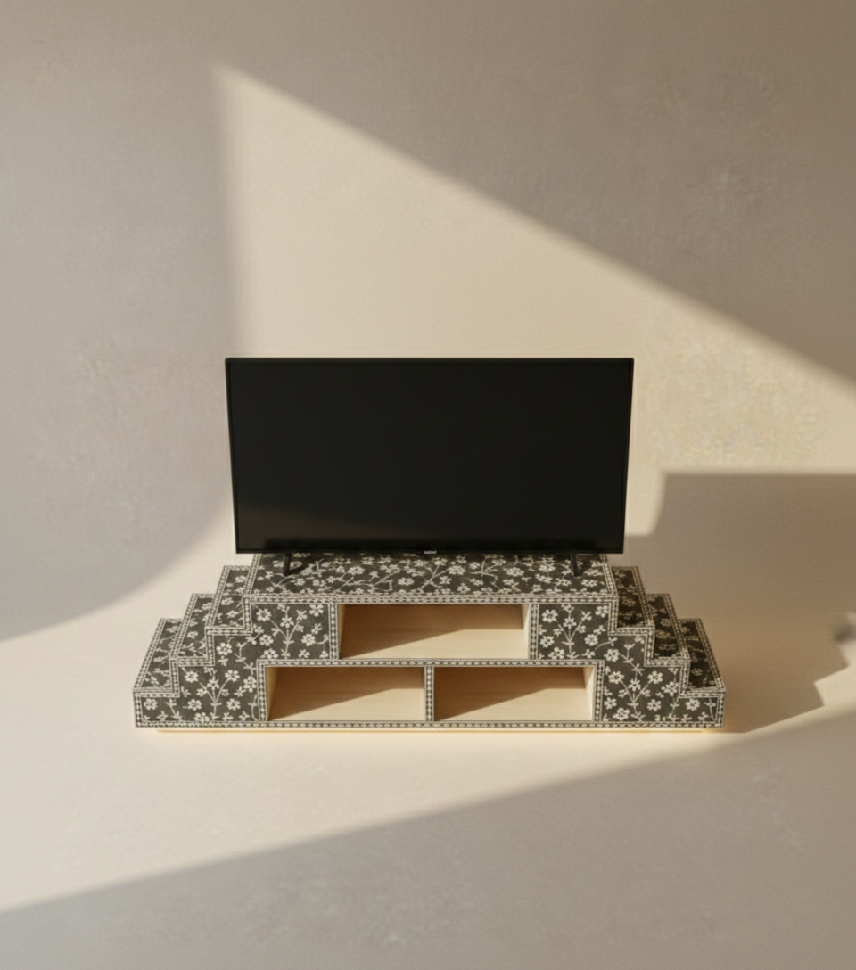 Royal Staircase Blossom Bone Inlay TV Stand