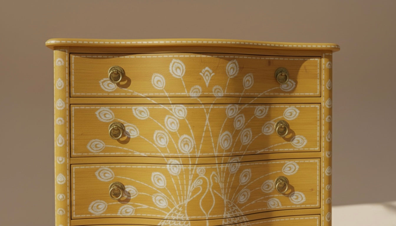 Citrine Plume Bone Inlay Chest Drawer