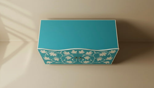Azure Foliage Bone Inlay Chest Drawer