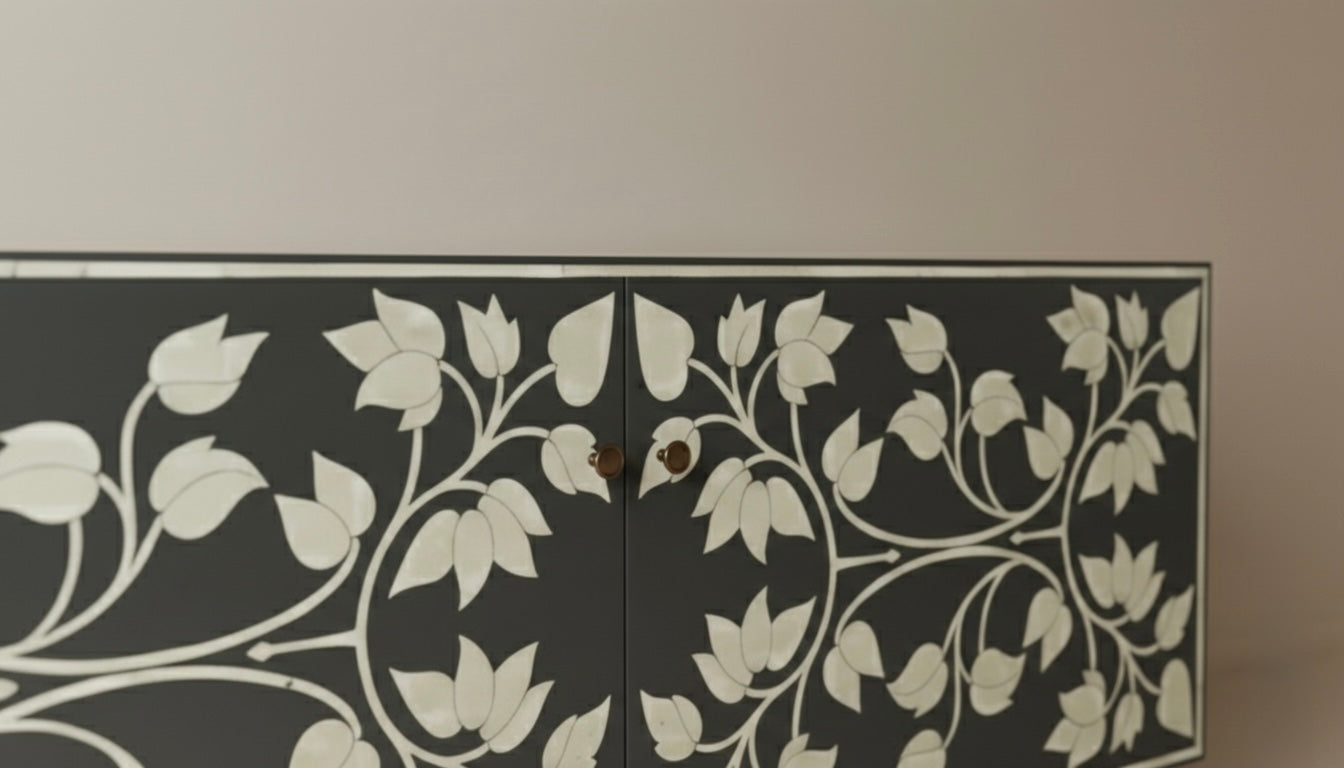 Midnight Ivy Bone Inlay Chest Drawer