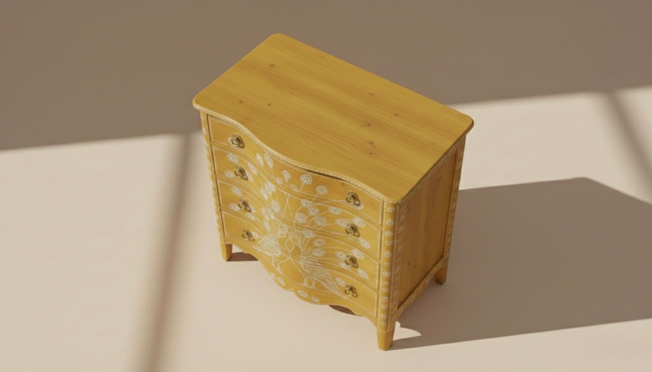 Citrine Plume Bone Inlay Chest Drawer
