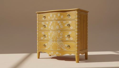 Citrine Plume Bone Inlay Chest Drawer