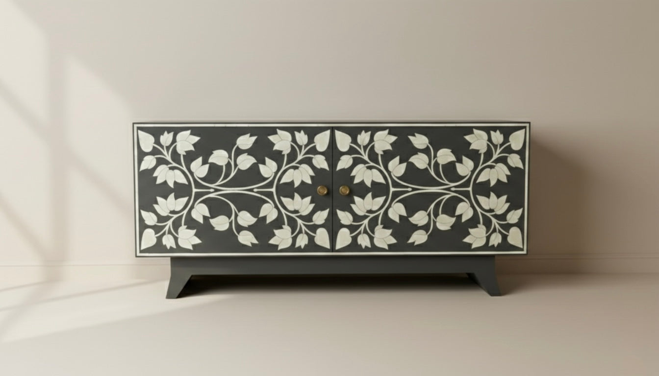 Midnight Ivy Bone Inlay Chest Drawer