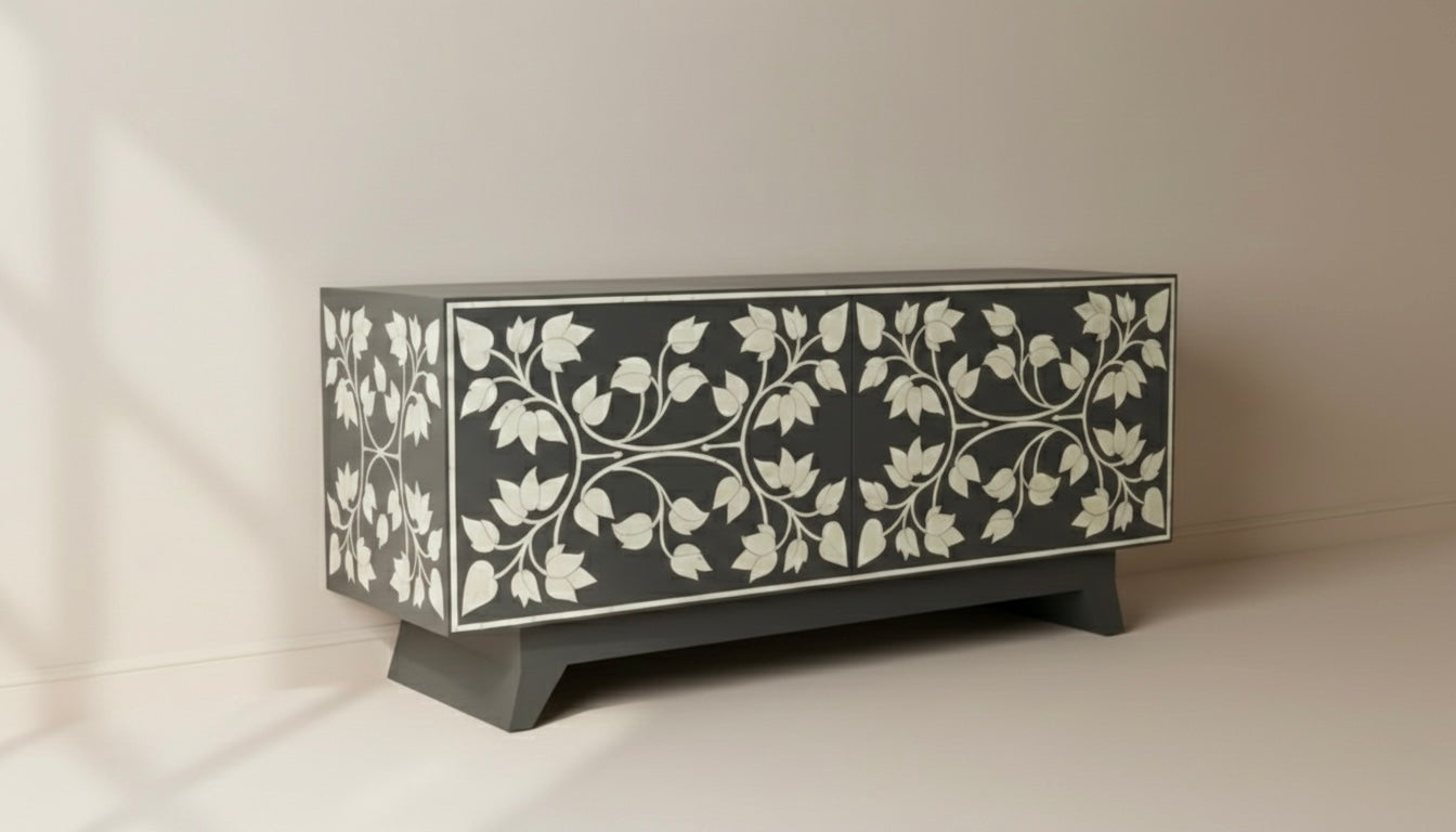 Midnight Ivy Bone Inlay Chest Drawer