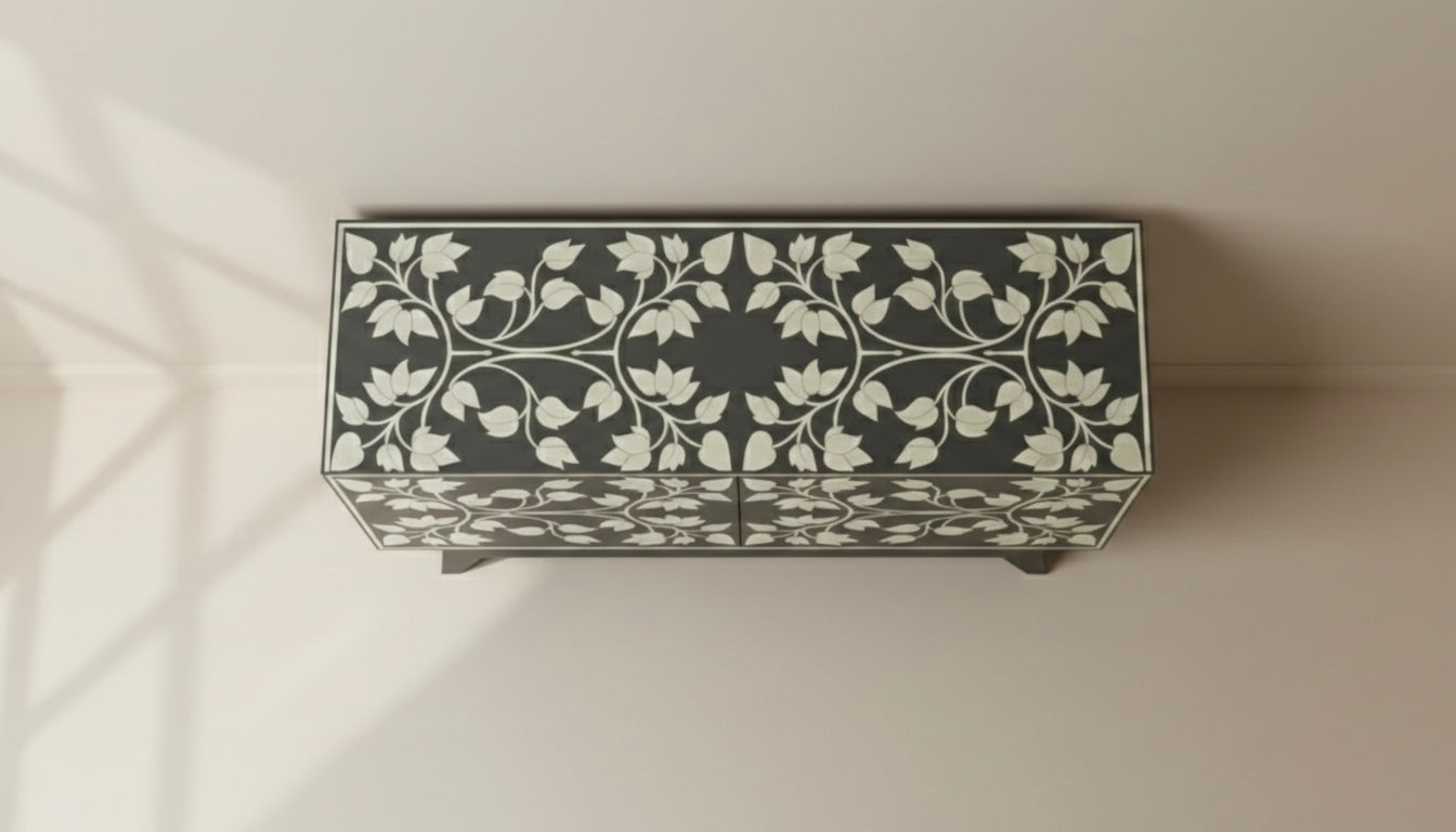 Midnight Ivy Bone Inlay Chest Drawer