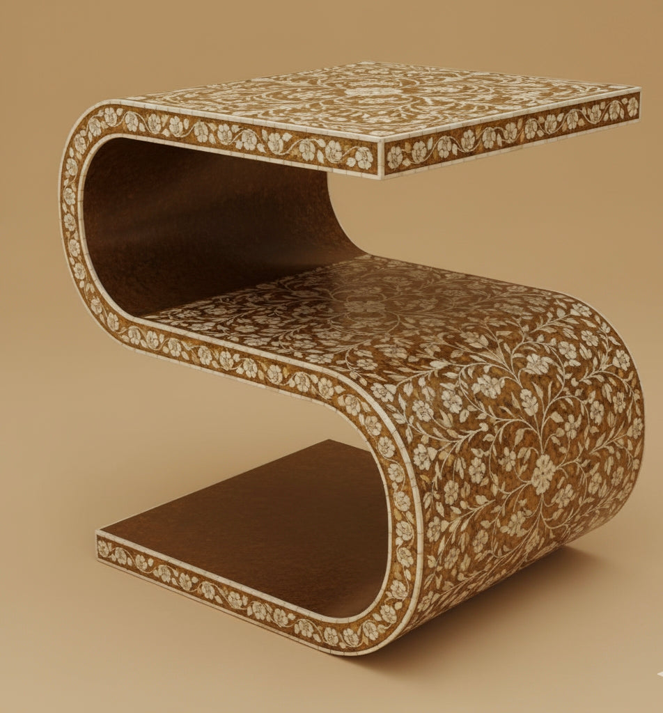 Serpentine Floral Side Table