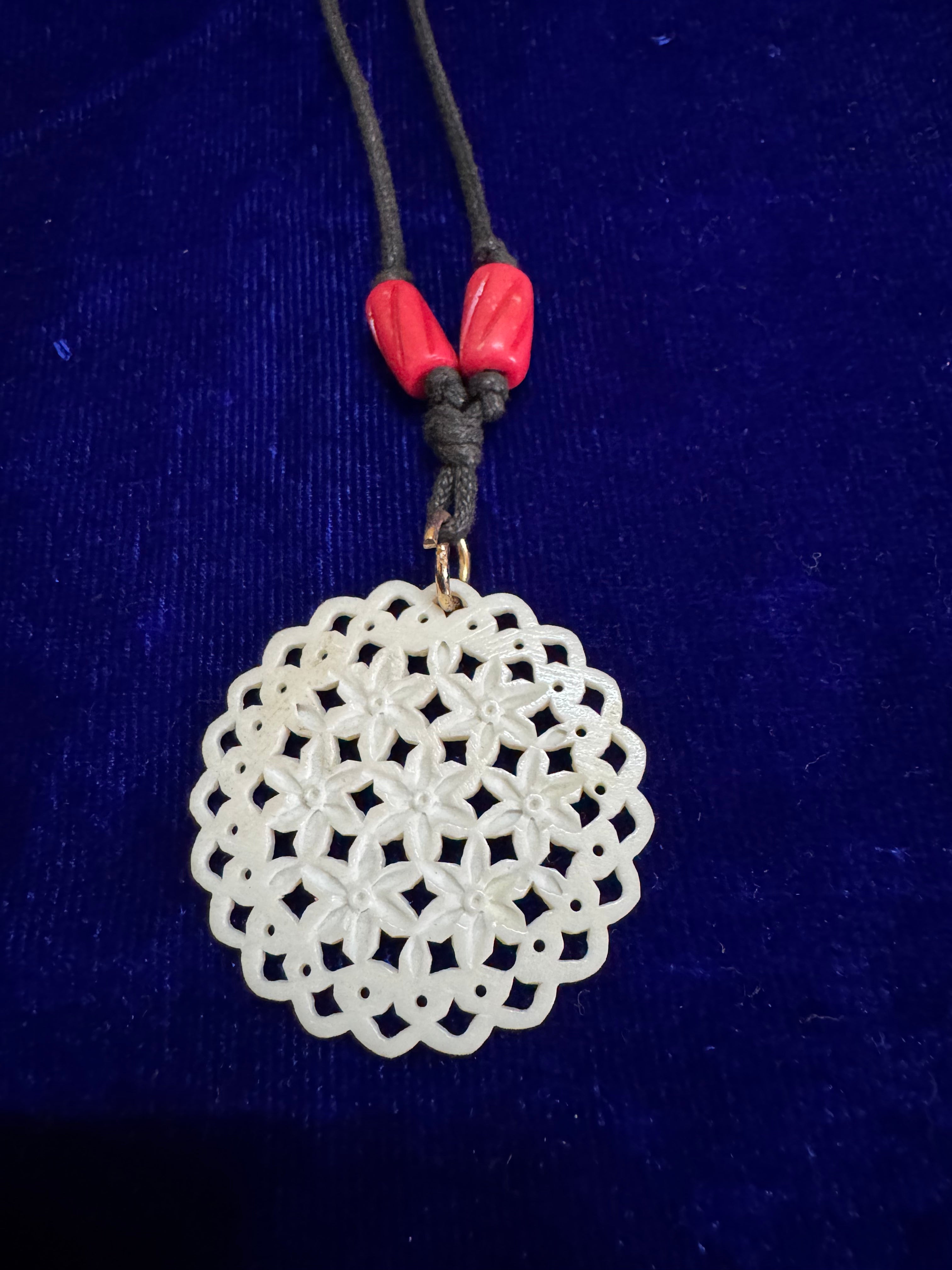 Floral Lattice Bone Inlay Pendant