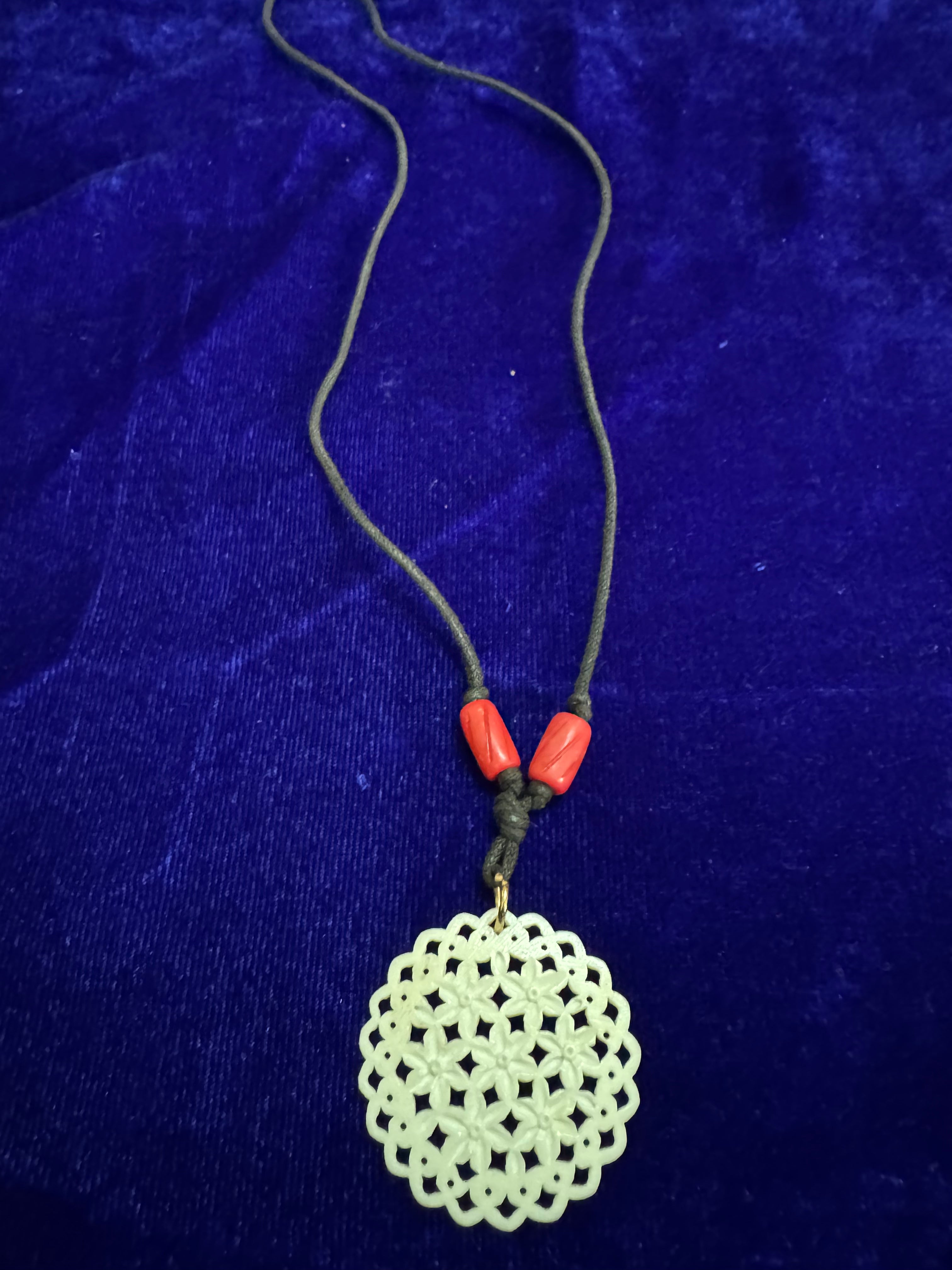 Floral Lattice Bone Inlay Pendant