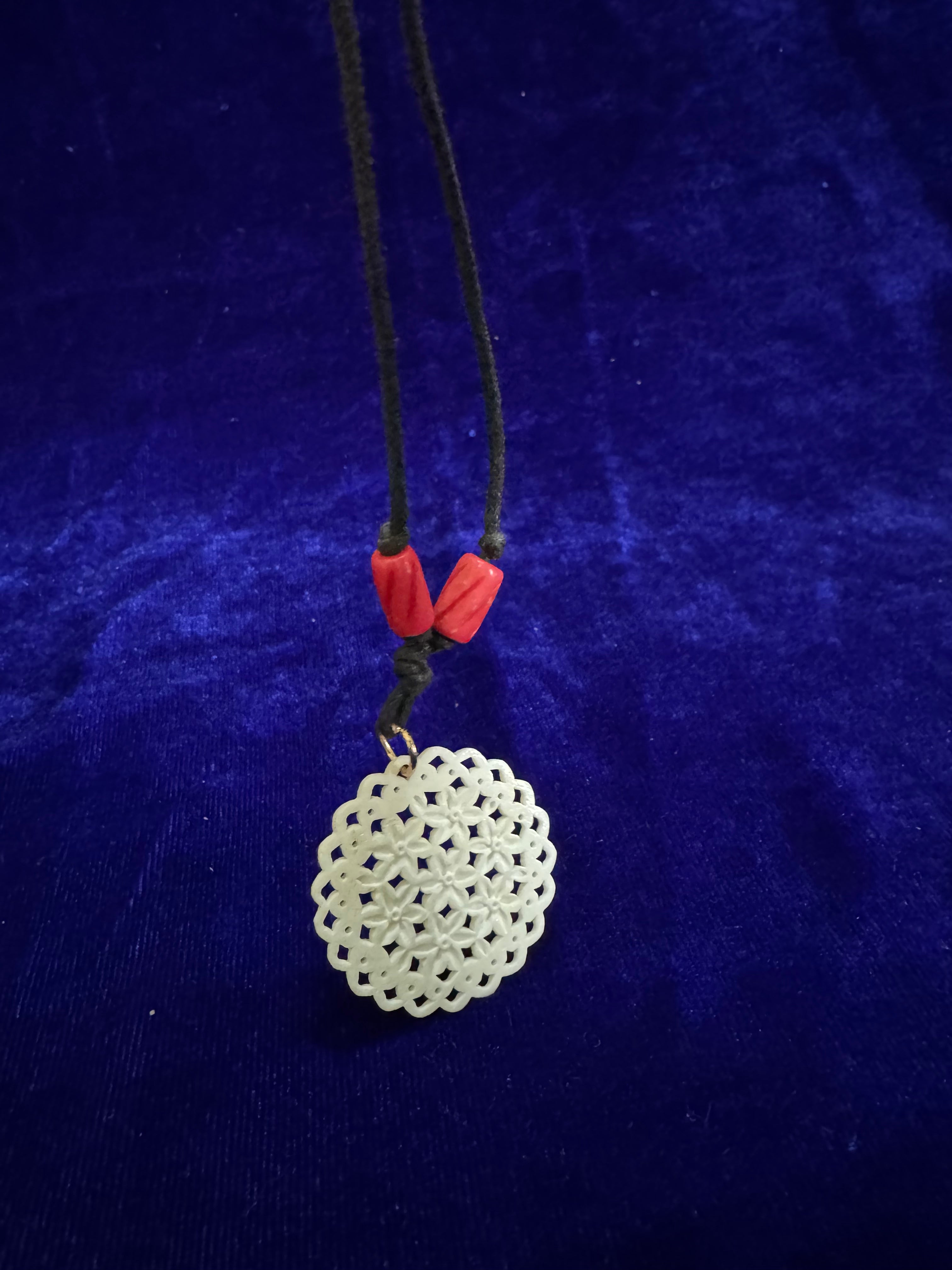 Floral Lattice Bone Inlay Pendant