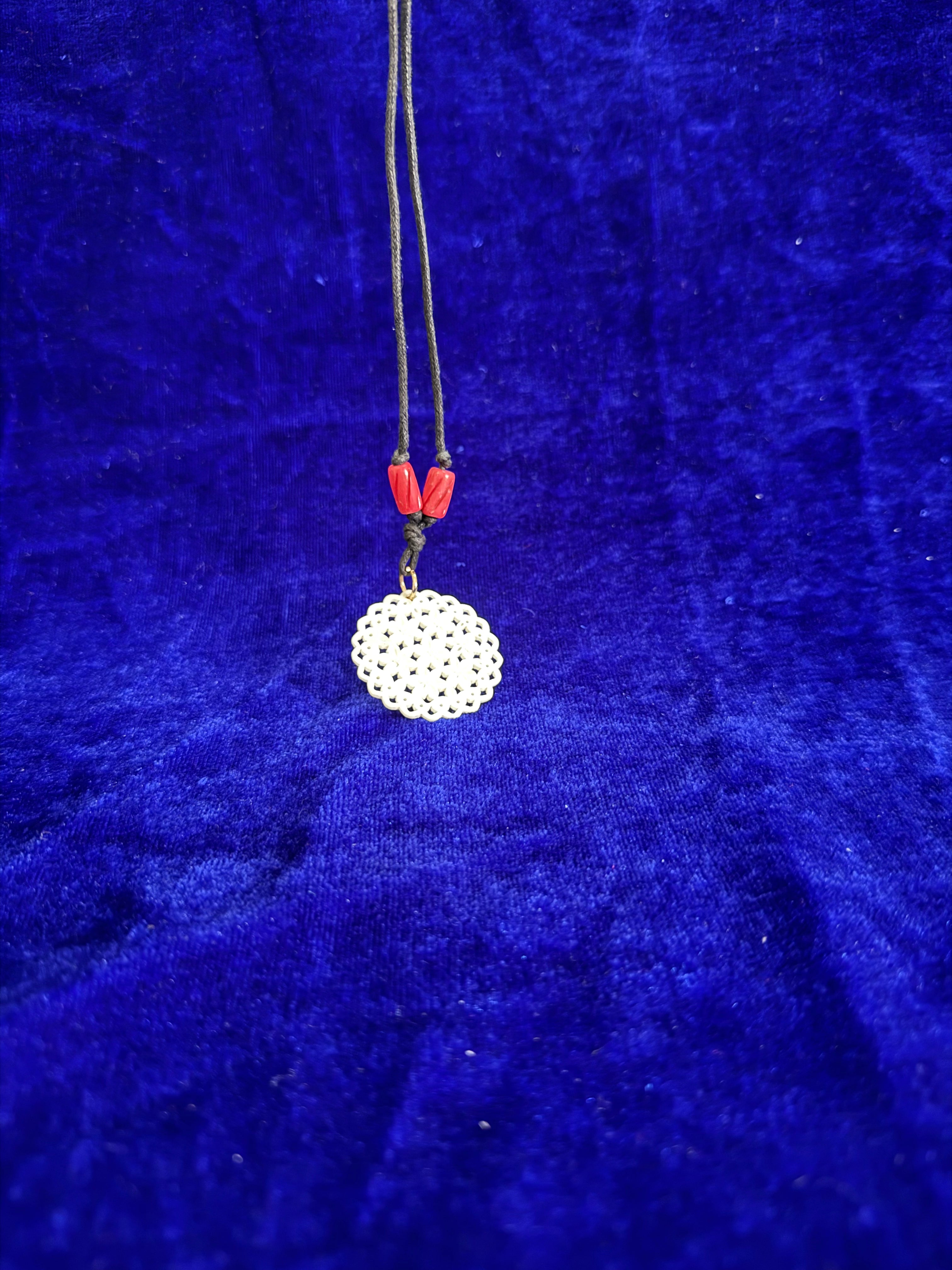 Floral Lattice Bone Inlay Pendant