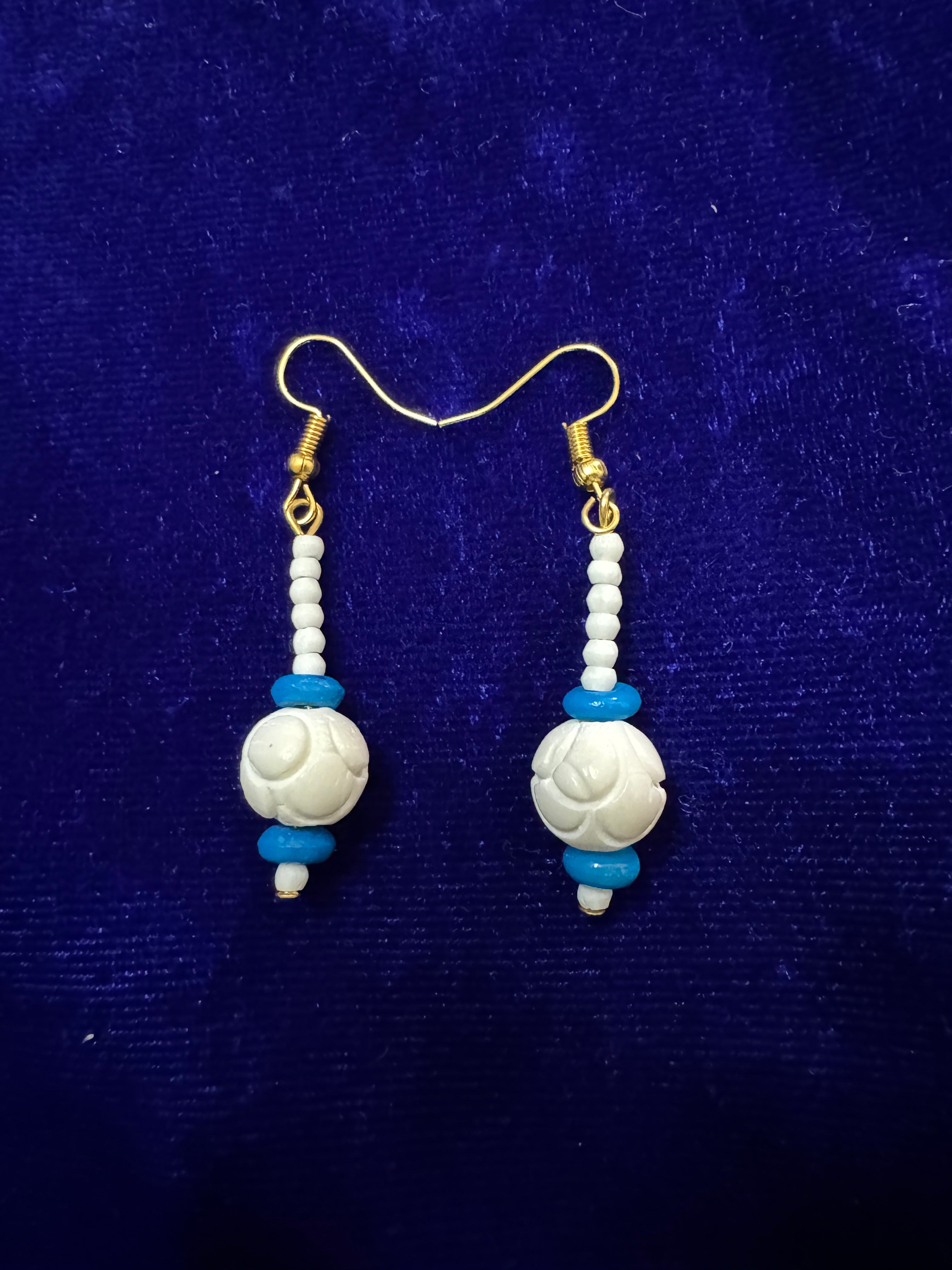 Azure Bloom Bone Earrings